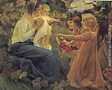 Franz Dvorak Canvas Paintings - Presenting Flowers to the Infant